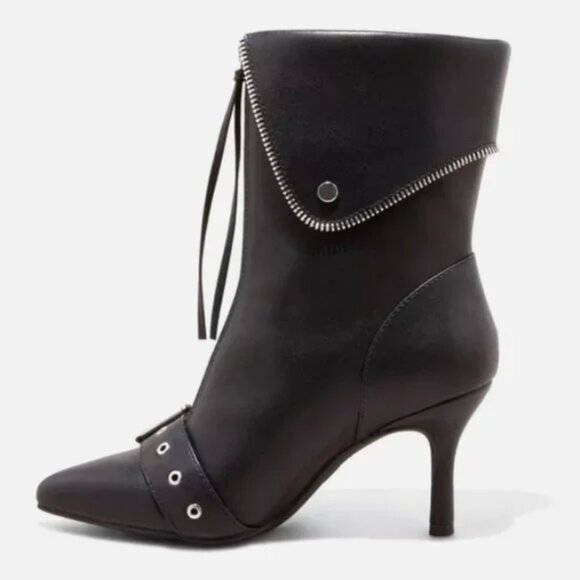 Women's Mickey Point Toe Moto Ankle Boots - A New Day™ Black 6 - Picture 2 of 3